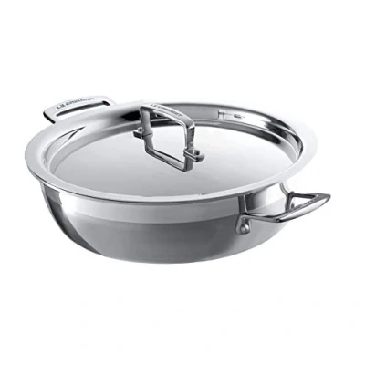 Imagen de Le Creuset 3 Ply Cacerola baja con tapa, diametro 30 cm, Acero inoxidable y horno, Metálico, 96202830001000