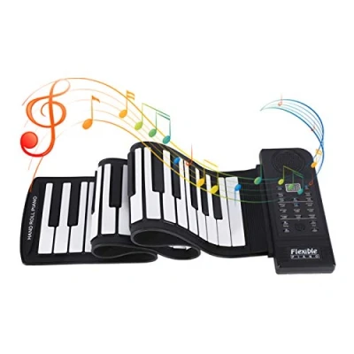 Imagen de Piano de Teclado Enrollable 61 Teclas, eléctrico Plegable Suave, música Digital electrónico Flexible para Principiantes, diversión Familiar, Amantes la