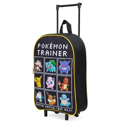 Imagen de Pokémon Maleta Infantil Niños Plegable con Ruedas, 39 x 27 cm, 10.5 litros, 2 Asa Extensible (Negro/Multi)