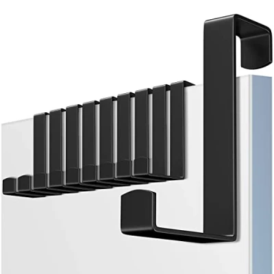 Imagen de MOSUO Perchero Puerta, 10 Piezas Colgador Puerta Acero Inox Ganchos Sin Taladrar Para Colgar Adecuado Dormitorio, Baño, Cocina, Armario, Negro