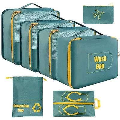 Imagen de AiQInu Organizador de Equipaje 7 Sets,Impermeable Maleta Viaje, Packing Cubes Para Ropa, Ropa Interior,Bolsa Zapatos Viaje
