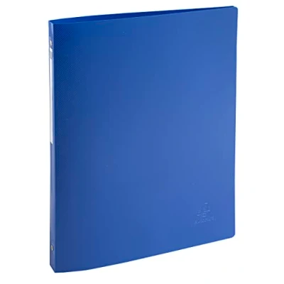 Imagen de Exacompta Ref. 51110E Caja de 20 carpetas flexibles Bee Blue 4 anillas redondas 15 mm diámetro Fondo Dimensiones exteriores 32 x 25 cm Formato archivo A4 Colores