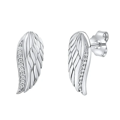 Imagen de SILVEGO Pendientes para Mujer de Plata Ley 925 Alas Angel con Circonitas