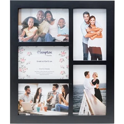 Imagen de Hampton Frames GALLERY GAL46 5APBKP Marco de fotos con 5 aperturas 10 x 15 cm, color negro, acrílico (no vidrio) frontal