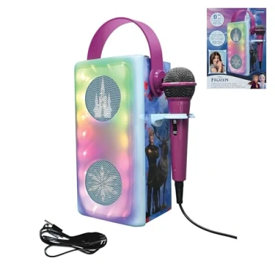 Imagen de Lexibook, Frozen, Altavoz Bluetooth inalámbrico con luz y micrófono, Efectos de Multicolor, Puerto para Tarjeta SD/TF, Batería Recargable, Azul/Violeta, BTP185FZZ
