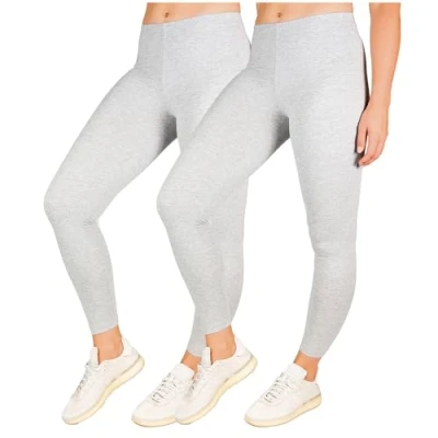 Imagen de SES Leggings Algodón, Paquete de 2, Cintura elástica Suave Que no abulta, para Mujer Gris Moteado 36 38