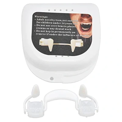 Imagen de Maquer dientes de vampiro retráctiles silicona flexible Colmillos falsos para adulto niño Cosplay Halloween Party