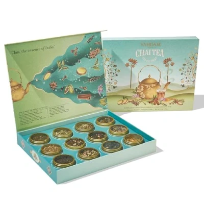 Imagen de VAHDAM, Juego De Regalo Surtido Té Chai (60+ Tazas, 12 Sabores) Cajas Infusiones Sin Gluten, Ogm Para Caja Mujeres Y Hombres