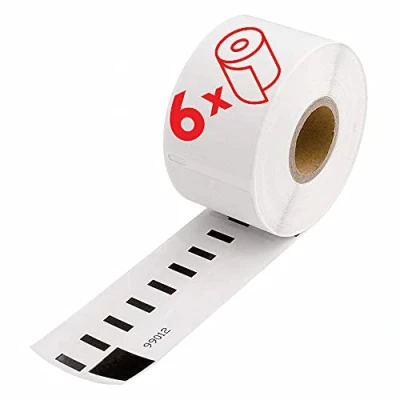 Imagen de 6 rollos Etiquetas compatibles con la impresora de Dymo LabelWriter 99012, 36mm x 89mm, 260 piezas por rollo, S0722400 multiuso SmartProduct