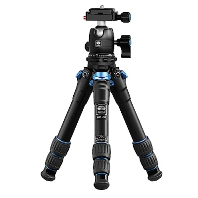 Imagen de SIRUI Mini Trípode Compacto con Placa QR Compatible para Arca de Aluminio, Cabezal Bola 360 y Tornillos 1/4 Portátil Cámaras DSLR, Teléfono, Carga hasta 15kg AM203+B00K