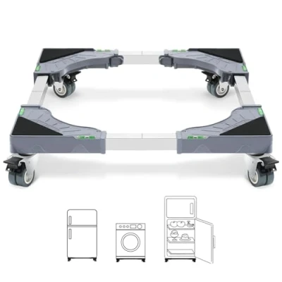Imagen de W B D WEIBIDA Base con 4 Ruedas Bloqueo Ancho Ajustable 40 62cm, Carga 200KG Soporte Lavadora, Plataforma para Nevera, Secadora y Frigorífico, Altura de 11cm