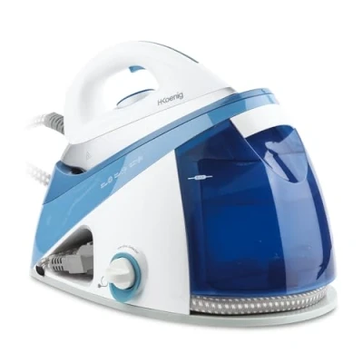Imagen de H.Koenig Centro de planchado Vapor V24, Alta presión 6 bares Potente Efecto 150 g/min, Autonomía ilimitada, vertical, Suela cerámica EasyGlide, 2400W, 1,1L, Antical