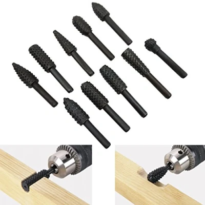 Imagen de madera escofina Juego Limas 10 piezas broca Fresa Set Taladro Herramienta de mango tallada fresas metal duro