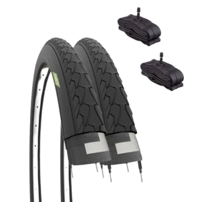 Imagen de ECOVELO 2 neumáticos 700 x 35 C + Cámaras América, Adultos Unisex, Nero, 700X35