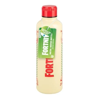 Imagen de Paladone Fortnite Uncle Pete&#039;s Pizza Pit Botella de agua metal con tapa rosca, petaca acero inoxidable reutilizable licencia oficial, 500 ml, mercancía juegos para adolescentes