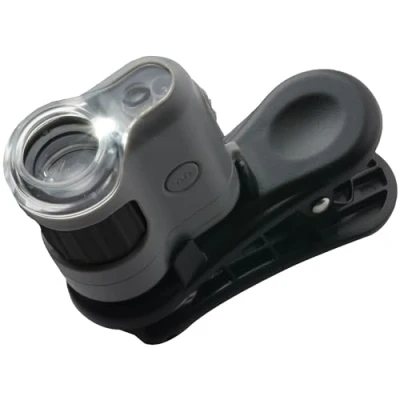 Imagen de Carson MicroMini 20x, con iluminación LED y UV, Clip Adaptador de digiscopio para Smartphone, portátil Adultos, niños, Herramienta científica Laboratorio Stem, Juguete científico (MM 380)
