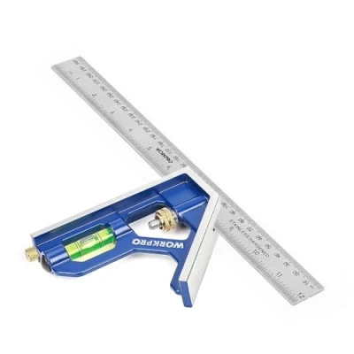 Imagen de WORKPRO Escuadra Carpintero, Combinada Ajustable, Regla de Ángulo Acero Inoxidable 300 mm, con Nivel Burbuja, para Carpintería Herramienta Medición Multifuncional