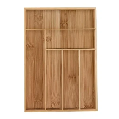 Imagen de Relaxdays Cubertero Cajón Bambú, Organizador Cubiertos Madera, 6 Espacios, Separador Cajones, 5 x 30,5 43 cm, Natural
