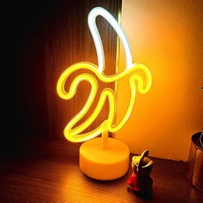 Imagen de NIWWIN Letrero de Luz Neón LED Decoración mesa pared noche USB/Batería Novedad para fiesta Navidad dormitorio infantil Regalo cumpleaños niños (Banana)