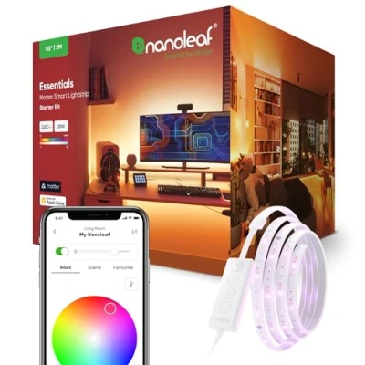 Imagen de Nanoleaf Matter Essentials Lightstrip Starter Kit, 2M Tira Led RGBW Inteligente Luces 16M Colores, sobre Thread, Bluetooth, Compatible con Google Apple, Decoración Habitación y Gaming