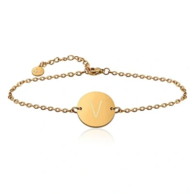 Imagen de Good.Designs ® Pulsera con Letras en Oro I bañado 18k Colgante Iniciales grabadas (V)