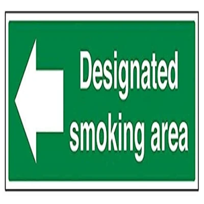 Imagen de vsafety 57014bj s &quot;zona de fumadores/Flecha izquierda &#039;señal prohibición, autoadhesivo, paisaje, 450 mm x 150 mm), color verde
