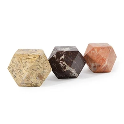 Imagen de Fossil Gift Shop Set de 3 Efectos Corte Diamantes Pisapapeles Mármol del Himalaya