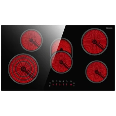 Imagen de GASLAND CH90BF placa de vitrocerámica, 90 cm, 5 zonas cocción, eléctrica empotrable con control táctil, cocina 8500 W, incluye triples y ovaladas