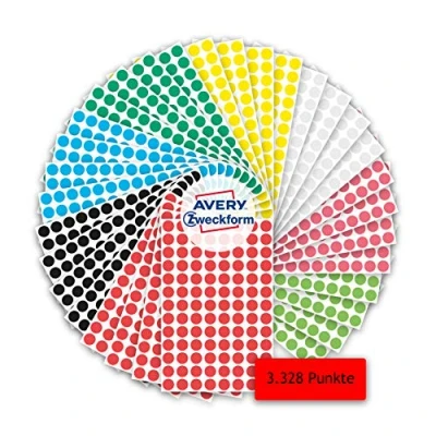 Imagen de Avery Zweckform 3.328 puntos adhesivos (autoadhesivos, 8 mm de diámetro, 416 por , es, pegatinas redondas para calendario, planificador y manualidades, papel, mate) 59994