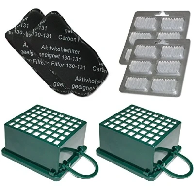 Imagen de MohMus Filterset 2X Filtro de HEPA + Carbón Activo 12 Ambientadores para Vorwerk Kobold VK 130, 131, VK130, VK131 SC