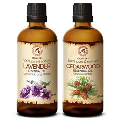 Imagen de Aceite Esencial de Lavanda Lavandula Angustifolia Cedro 2x100ml Cedrus Atlantica Aceites Esenciales Naturales Buena Aromaterapia Difusor Aroma Lámpara
