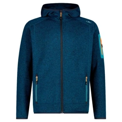 Imagen de CMP Chaqueta Knit Tech para Hombre con Capucha Fija, Bluesteel Antracita, 56