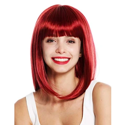 Imagen de WIG ME UP VK 49 139 peluca de mujer pelo liso al hombro Bob largo flequillo color rojo granate