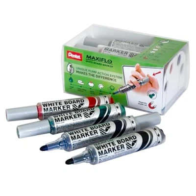 Imagen de Pentel MWLM5 4N Paquete de 4 rotuladores para pizarra, multicolor