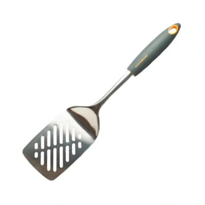 Imagen de Fackelmann Soft Paleta Universal, de Acero Inoxidable para Frituras y Plancha, Pescado, Mango Cómodo Tacto Suave Antideslizante, Color Gris, 34x7,5cm, 1 ud