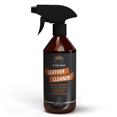 Imagen de LeatherRanch Spray Limpiador Cuero Coche, Bolsos, Zapatos, Chaquetas, 500ml Sofas, Elmina la Suciedad y Previene Decoloración Limpia Tapicerias Volante Asientos