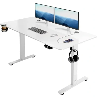 Imagen de CASARIA® Escritorio Ajustable en Altura Acero Función Memoria 140x60cm Pantalla LCD Mesa Gaming Ergonómica Oficina