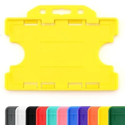 Imagen de CKB LTD® 10 soportes de doble cara rígidos para tarjetas identificación, horizontales, plástico, dos 86 mm, 54 tamaño tarjeta crédito CR80, color amarillo