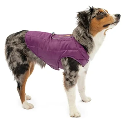 Imagen de Kurgo Loft Abrigo/Chaqueta para Perro de Diseño Reversible, Impermeable, Ajustable, Morado/Gris, XS