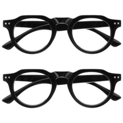 Imagen de OPULIZE RIO Gafas de Lectura con Filtro Luz Azul Pack 2 Montura Parte Superior Plana Negro Hombre y Mujer Bisagras Muelle BB53 1 +1.00