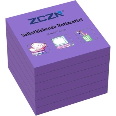 Imagen de ZCZN Notas Adhesivas 76 x mm, 6 Libros de Autoadhesivas, 80 Hojas/Libro, Postis Pequeños Adecuadas para (Morado)