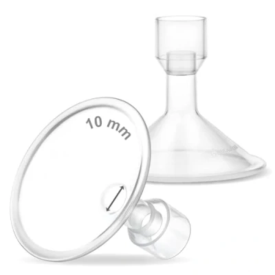 Imagen de Maymom MyFit Protectores pequeños de 10 mm, compatibles con extractor leche Medela PersonalFit, Freestyle, Harmony, Maxi, conector flexible, conexión a ancho/estrecho, 2 unidades