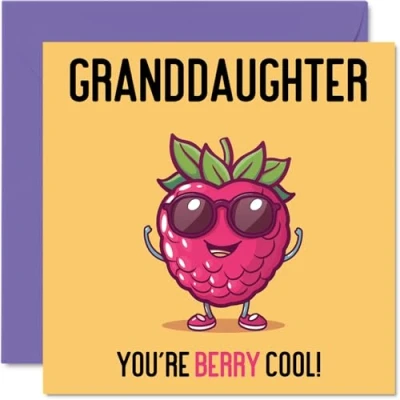 Imagen de tarjetas de cumpleaños para nieta Berry Cool Divertida tarjeta feliz abuelos, regalos nieta, felicitación 145 mm x