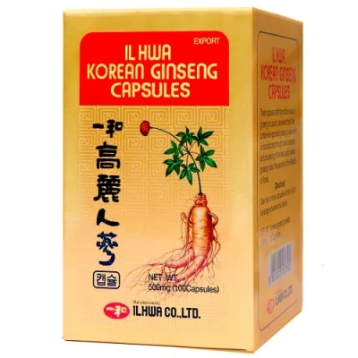 Imagen de Ginseng Coreano Puro, Calidad Ilhwa, 500 mg, 100 cápsulas Panax 100% Sin aditivos Energía Física y Mental Raíces Maduras de Cultivo Propio Extracción Exclusiva TONGIL