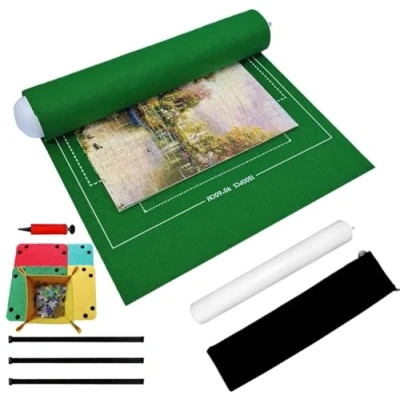 Imagen de BangShou Tapete para Puzzle Roll Fieltro Puzzles Mat Felt 1000/1500 Piezas (Verde)