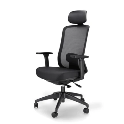 Imagen de Spacio Ardena Silla de Oficina Ejecutiva con Respaldo Malla, Uso domestico y Profesional (Negro, Cabezal)