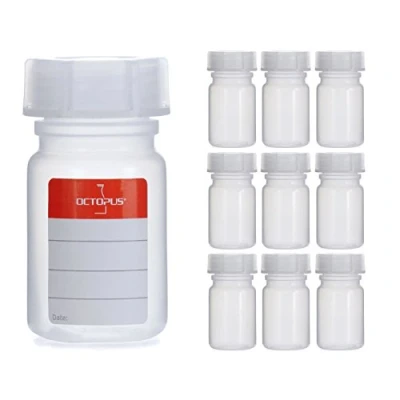 Imagen de 10 frascos de Cuello Ancho 50 ml LDPE con Tapa a Rosca, química vacíos, Laboratorio como contenedor Almacenamiento para el Laboratorio, la Cocina o Hobby