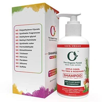 Imagen de Apple Sider Vinegar, Té Tree &amp; Rosemary Shampoo Champú sin sulfatos para adelgazar el cabello, vegano, natural y curelty