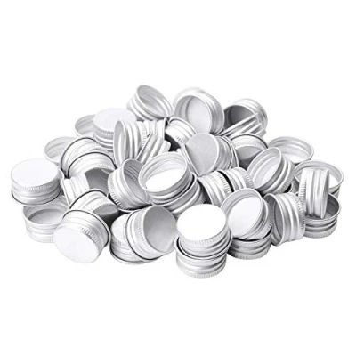 Imagen de 50 Tapas roscadas de Aluminio pequeñas para Botellas Vidrio borosilicato (Plata, 24 mm)