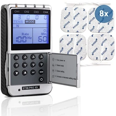 Imagen de Electroestimulador analgésico y Muscular STIM Pro X9+ axion TENS Alivio de Dolor, EMS fortalecimiento músculos, masajes relajantes entremaniento Suelo pélvico Incluye 8 electrodos